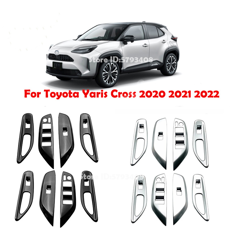 Glass Door Hinge - ฝาครอบแผงควบคุมกระจกไฟฟ้า ที่วางแขน มือจับประตูสีดำ ABS สำหรับ Toyota
