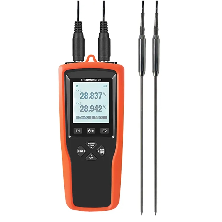 Digital Hygrometer Probe - เทอร์โมมิเตอร์ดิจิตอลแบบสองช่องสัญญาณ เทอร์โมมิเตอร์แบบหัววัด Pt100 เทอร์โมมิเตอร์แบบปรับเทียบหลายจุด