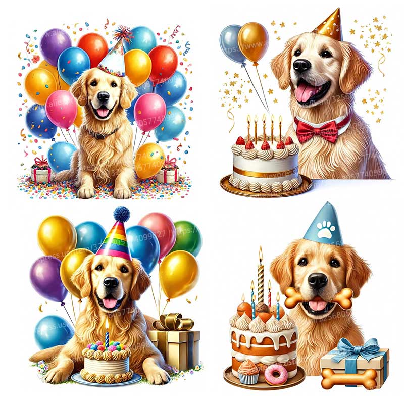 สุขสันต์วันเกิดสุนัขพันธุ์โกลเ - Pvc Panel Background บทวิจารณ์และราคา