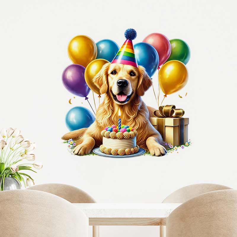 สุขสันต์วันเกิดสุนัขพันธุ์โกลเ - Pvc Panel Background บทวิจารณ์และราคา